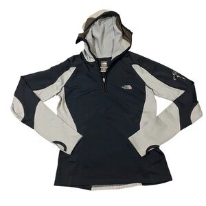 The North Face Blue and Gray Running Hooded Flight Series Vapor Wick Half zip s
